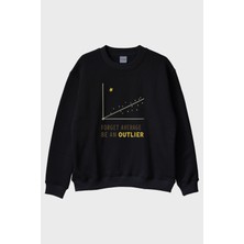 Nuugg Unutulmaz Olun: Be An Outlier Mesajlı Minimalist Siyah Bisiklet Yaka Sweatshirt