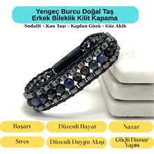 Yıldız Doğal Taş Sertifikalı Yengeç Burcu Disk Model Doğal Taş Erkek Bileklik Mıknatıslı Kilit