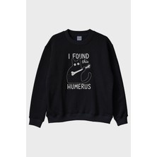 Nuugg Humerus Mizahi Siyah Bisiklet Yaka Sweatshirt