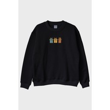 Nuugg Renkli Hediyeler Siyah Bisiklet Yaka Sweatshirt