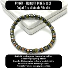Yıldız Doğal Taş Sertifikalı Unakit - Hematit Disk Model Doğal Taş Misinalı Bileklik