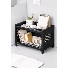 ShopyTime Siyah 2 Katlı Masaüstü Organizer Ofis, Banyo, Mutfak Düzenleyici