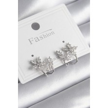 Ayder Timya Pirinç Gümüş Renk Zirkon Taşlı Çiçek Model Kadın Küpe - TJ-BKP9740 TG/TMYA1395 218607