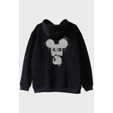 Nuugg Gaz Maskesi ve Mouse Kulakları Tasarımlı Siyah Siyah Hoodie