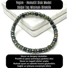 Yıldız Doğal Taş Sertifikalı Yeşim - Hematit Disk Model Doğal Taş Misinalı Bileklik