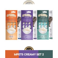 M-Pets Creamy Yengeçli / Ton Balıklı / Somonlu & Biftekli Kedi Krema Ödül Maması Seti 12x15 gr