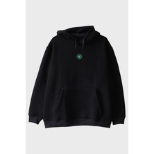 Nuugg Kivi Desenli Siyah Nakış Hoodie