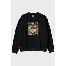 Nuugg Cool Santa Siyah Bisiklet Yaka Sweatshirt