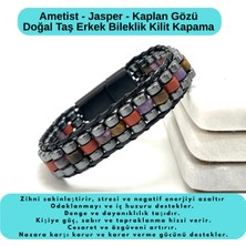Yıldız Doğal Taş Sertifikalı Ametist Jasper Kaplan Gözü Disk Model Doğal Taş Bileklik Mıknatıslı Kilit