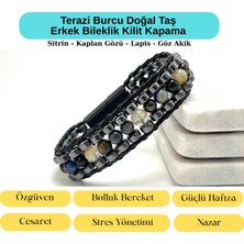 Yıldız Doğal Taş Sertifikalı Terazi Burcu Disk Model Doğal Taş Erkek Bileklik Mıknatıslı Kilit
