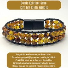 Yıldız Doğal Taş Sertifikalı Damla Kehribar 6mm Çift Sıra Kilitli Bileklik