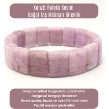 Yıldız Doğal Taş Sertifikalı Kunzit Roleks Kesim Doğal Taş Misinalı Bileklik