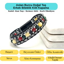 Yıldız Doğal Taş Sertifikalı Aslan Burcu Disk Model Doğal Taş Erkek Bileklik Mıknatıslı Kilit