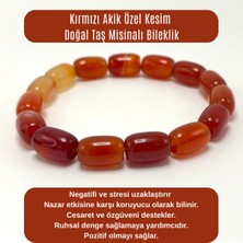 Yıldız Doğal Taş Sertifikalı Kırmızı Akik Özel Kesim Doğal Taş Misinalı Bileklik