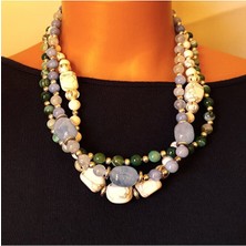 Asteria Elite Havlit Kuvars Akik 3 Sıralı Ayrılabilen Stres Azaltma ve Nazar Koruması Premium Kolye