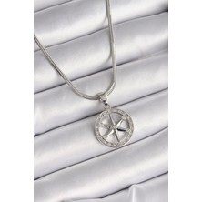 Ayder Timya 316L Çelik Gümüş Renk İtalyan Zincir Zirkon Taşlı Kutup Yıldız Model Kadın Kolye - TJ-BKO9594 TG/Tmya1395 218754