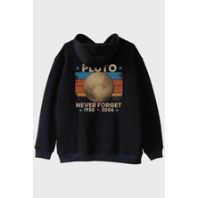 Nuugg Pluto 'never Forget' Vintage Baskılı Siyah Hoodie