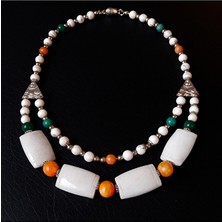 Asteria Elite Havlit Kuvars Negatif Enerjiden Arınma Zihinsel Berraklık Için Iki Sıralı Kolye ve Bileklik Seti