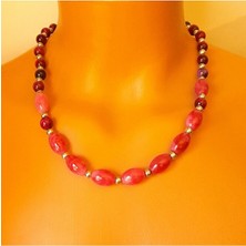 Asteria Elite Bordo Pembe Kaplan Gözü Pembe Ceyt Güç Bereket ve Uyanış Kolyesi