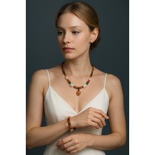 Asteria Elite Akik Kehribar Ud Ağacı Kolye Bileklik Seti