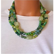 Asteria Elite Yeşil Kuvars Akik Kristal Denge Nazardan Koruma ve Pozitif Enerji Kolyesi