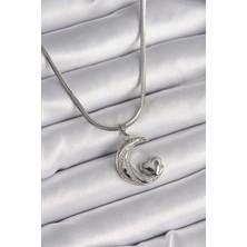 Ayder Timya 316L Çelik Gümüş Renk İtalyan Zincir Zirkon Taşlı Halil Figür Kalp Detay Kadın Kolye - TJ-BKO9590 TG/Tmya1395 218751