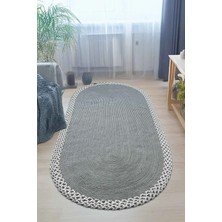 Halımax Rixo Jüt Hasırlı Naturel Örgü Çift Taraflı Kilim Oval Halı Bohem Dekoratif Mutfak Balkon Banyo Halı