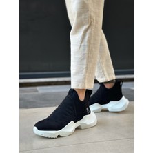 Pabucmarketi Bağcıksız Erkek Spor Bot Siyah Süet (Beyaz Taban)