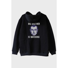 Nuugg Big Brother Is Watching Baskılı Distopik Siyah Hoodie