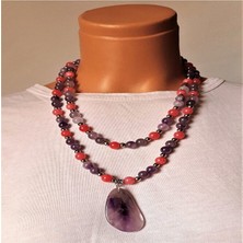 Asteria Elite Ametist Akik Iki Sıralı Kolye