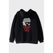 Nuugg Ignorance Is Not A Virtue Baskılı Puzzle Siyah Hoodie
