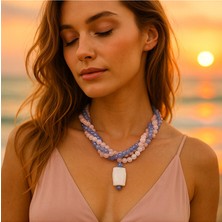 Asteria Elite Kuvars Kristal 3 Sıralı Şifa Arınma ve Enerji Kolyesi