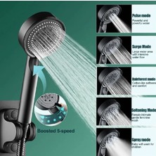 Aspartam 5 Kademeli Duş Başlığı Siyah