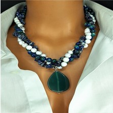 Asteria Elite Azurit Havlit Lapis Üç Sıralı Sezgi ve Zihinsel Berraklık Kolyesi