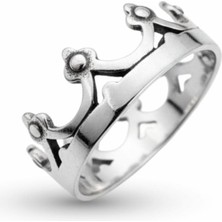 Oya Silver Cilalı Oksitli Kraliçe Tacı Gümüş Yüzük [OYSY126]