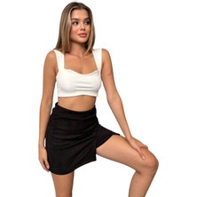 Kechi Woman Süet Kumaş Siyah Renkli Şort Etek