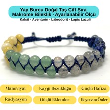 Yıldız Doğal Taş Sertifikalı Yay Burcu Doğal Taş Çift Sıra Makrome Bileklik