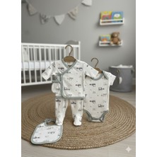 Yenidoğan 7'li Iş Makinesi Desenli Battaniyeli Hastane Çıkışı Zıbın Seti