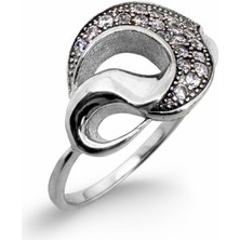 Oya Silver Zirkon Taşlı Modern Döngü Gümüş Kadın Yüzük [OYSY136]