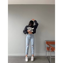 Aida Fashion Lazer Kesim Mom Jeans