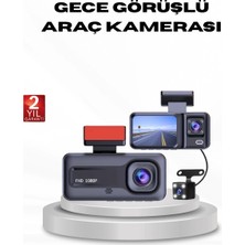 Full Hd Üç Kameralı Araç Kamerası G-Sensörlü ve Gece Görüşlü