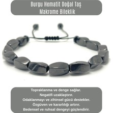 Yıldız Doğal Taş Sertifikalı Burgu Hematit Doğal Taş Makrome Bileklik