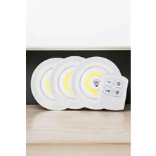 Marsilyan Spot Lamba LED Işık 3'lü Uzaktan Kumandalı Pilli Yapışkanlı Kablosuz