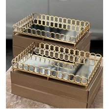 Kırılmaz Aynalı Lüx Gold Sunum Tepsi, Şık ve Dayanıklı Sunum Için Ideal Seçim