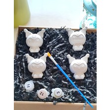 Denic Taş Boyama Seti-4 Adet - Kuromi- Boya+Fırça- Biblo- Çok Amaçlı Dekoratif Obje