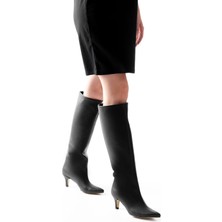 Arda Bayan ÇIZMESYT-2025 Siyah Cilt  Günlük Kadın Çizme