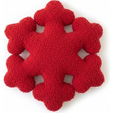 Harmoni Tekstil Kırmızı Kar Tanesi Dekoratif Yastık