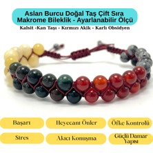 Yıldız Doğal Taş Sertifikalı Aslan Burcu Doğal Taş Çift Sıra Makrome Bileklik