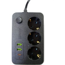Ayder Timya 3 lü Akım Korumalı 2 Adet USB 1 Adet Type-C Girişli Priz 3414 TG/Tmya1395 219167