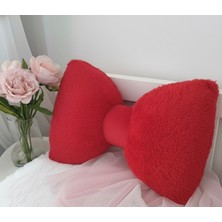 Harmoni Tekstil Fiyonk Görünümlü Kırmızı Kurdele Yastık Harika Tasarım Hediye, Odana Dekor